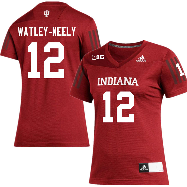 Men #12 Lem Watley-Neely Layne Indiana Hoosiers College Football Jerseys Sale-Crimson